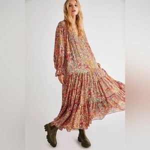 NWOT! Free People Feeling Groovy maxi dress. Small. Floral. Sheer w slip. $168